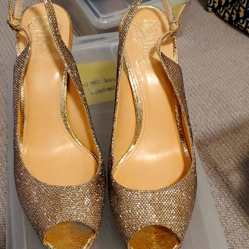 Vince Camuto gold slingbacks